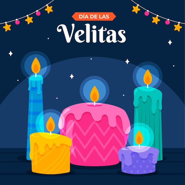 Vektor flache dia de las velitas-illustration