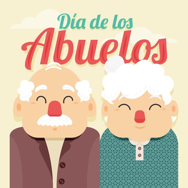 Vektor flache dia de los abuelos illustration mit großeltern