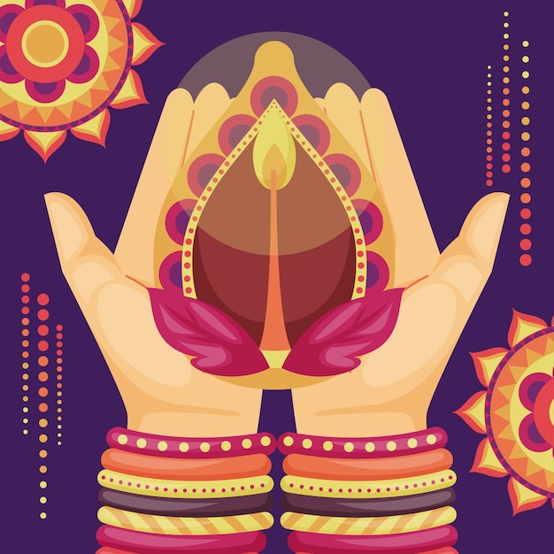 Vektor flache diwali-festivalillustration