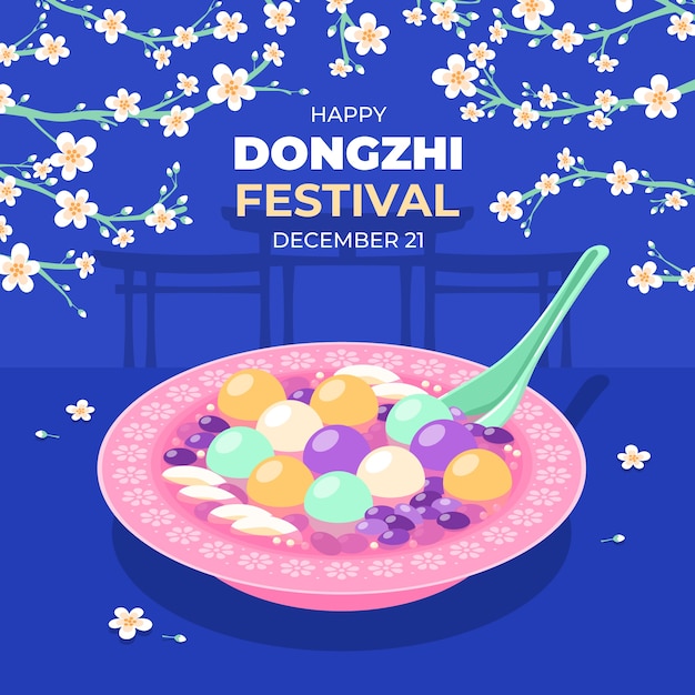 Vektor flache dongzhi-festivalillustration