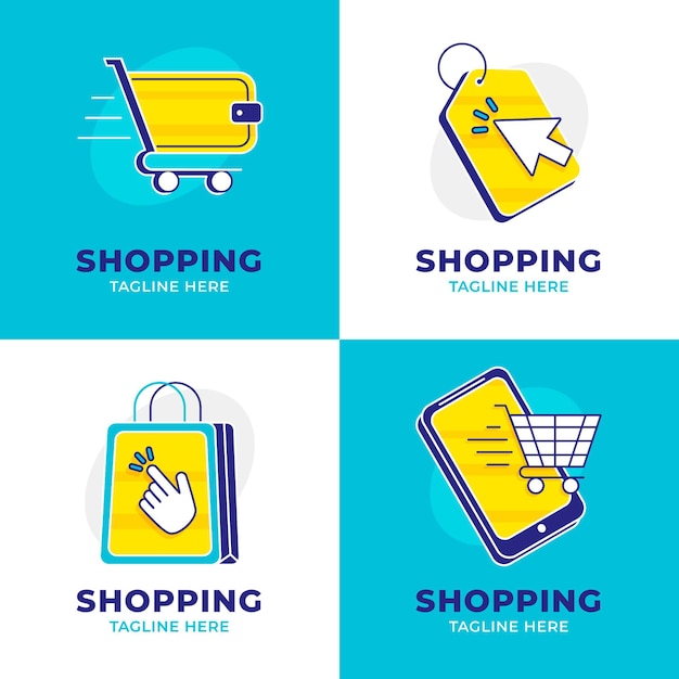 Flache e-commerce-logo-sammlung