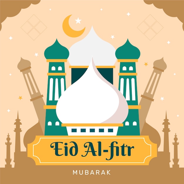 Vektor flache eid al-fitr-illustration