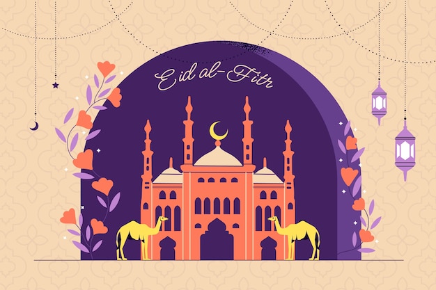 Vektor flache eid al-fitr illustration