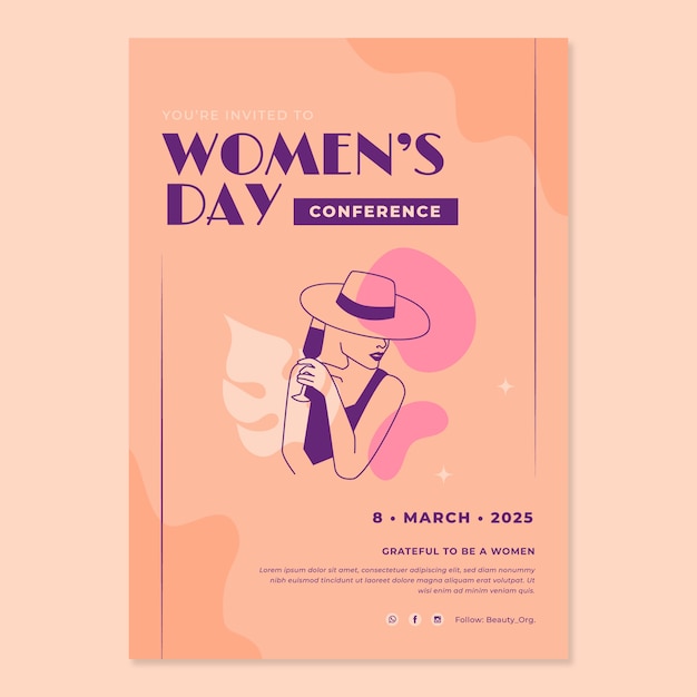 Flache Einladungsvorlage zum internationalen Frauentag