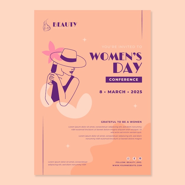Flache Einladungsvorlage zum internationalen Frauentag