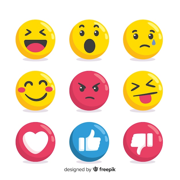 Flache Emoticon-Reaktionssammlung