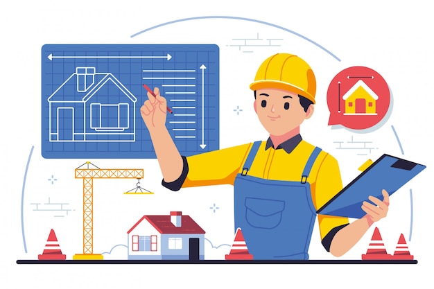 flache Entwurfsillustration des Bauingenieurs