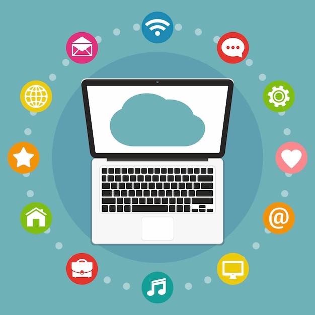 Flache Entwurfsillustration des Cloud-Computing