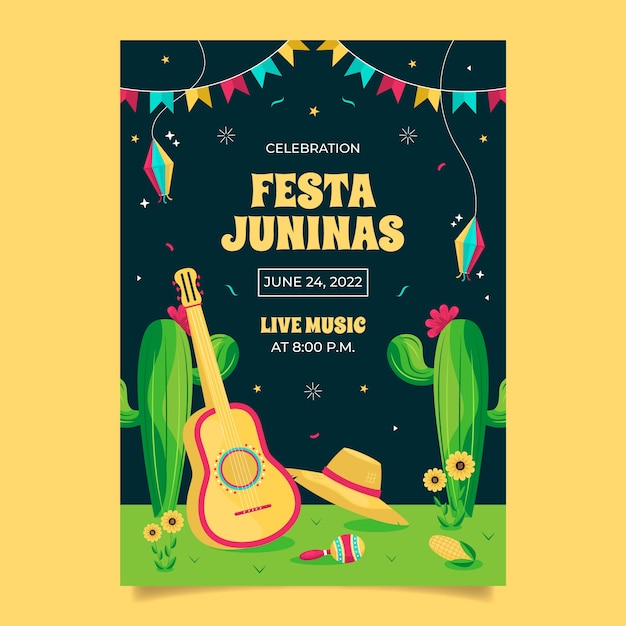 Flache festas juninas Plakatvorlage