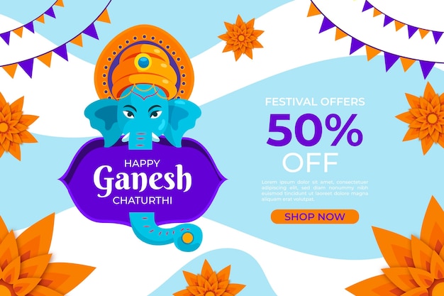 Vektor flache ganesh chaturthi verkäufe