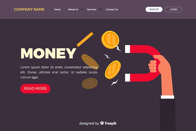 Flache geld-landing-page