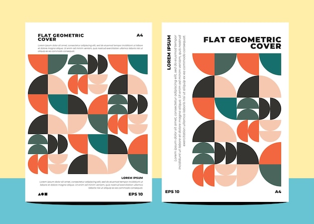 Flache geometrische abdeckungen für jahresbericht-flyer-buch-cover-vorlagenlayout im a4-format