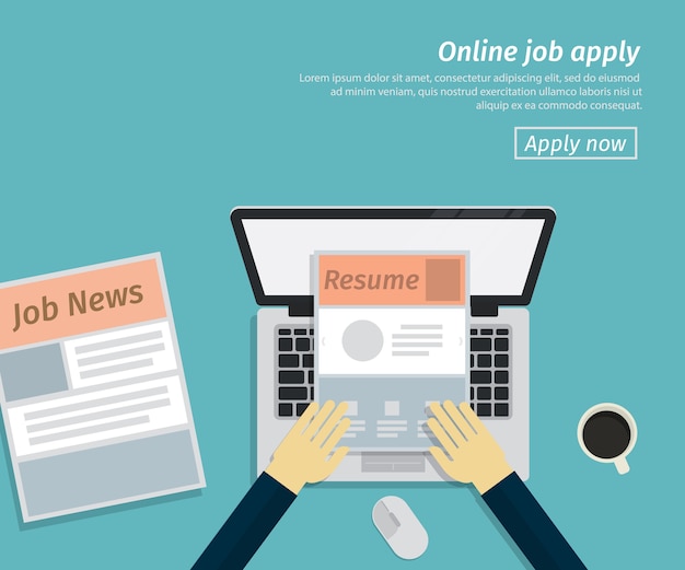 Flache gestaltung des online-jobs bewerben