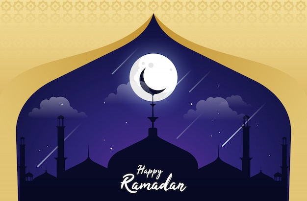 Flache glückliche ramadanillustration