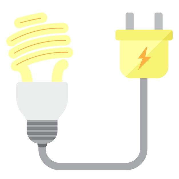 Vektor flache glühbirne mit stecker-illustration auf weißem hintergrund, kühlschrank-clip-art
