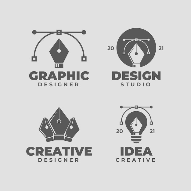 Vektor flache grafikdesigner-logo-sammlung