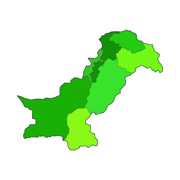 Flache grüne karte von pakistan, vektorillustration, unabhängigkeitstag