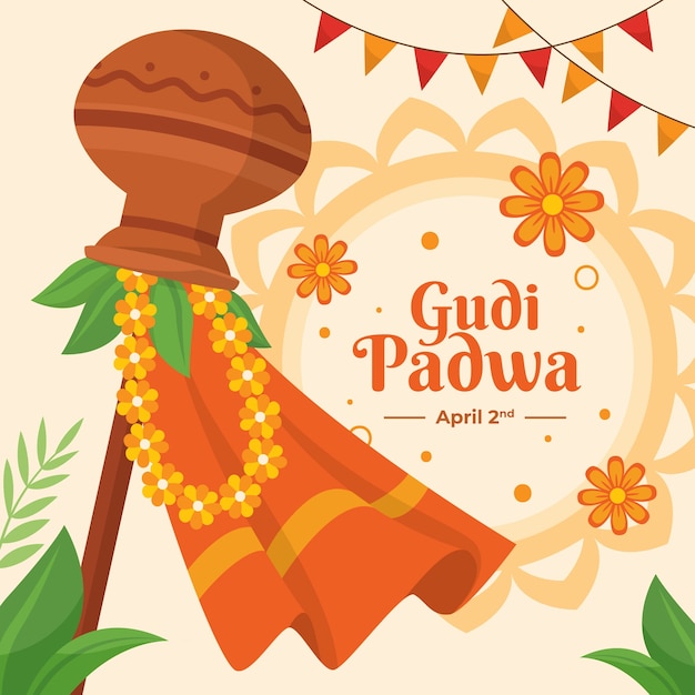 Vektor flache gudi-padwa-illustration