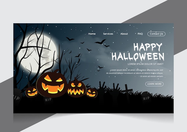 Flache halloween-landing-page-design-kürbisvorlage