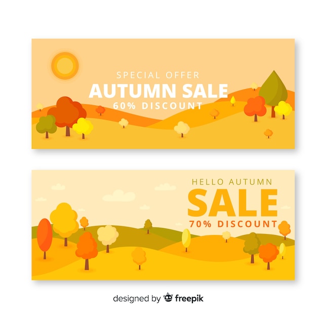 Flache herbst sale banner vorlage