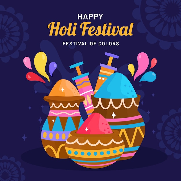 Flache holi-festfeierillustration