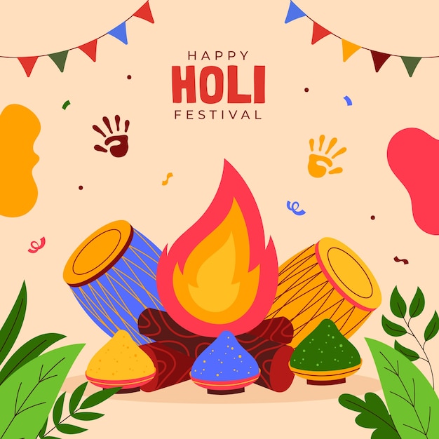 Flache holi-festfeierillustration