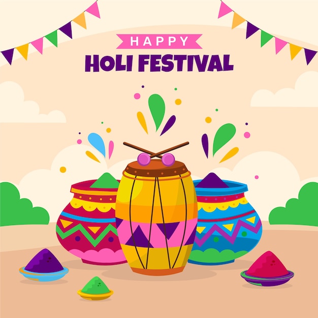 Flache holi-festfeierillustration