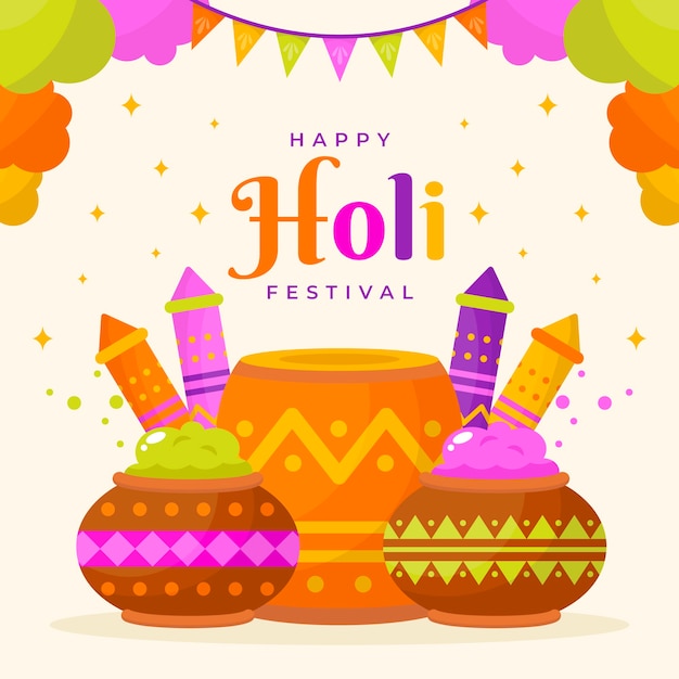 Flache holi-illustration