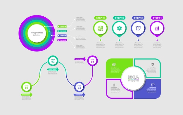 Vektor flache ideen-infografik-elementsammlung