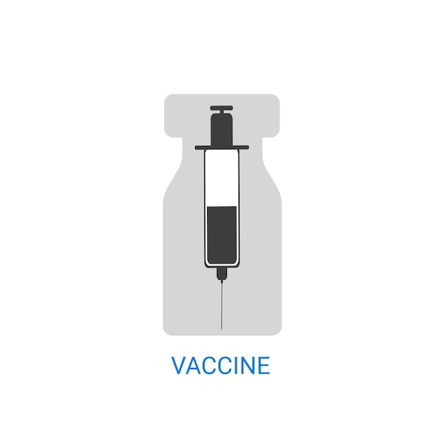 Flache ikone der impfstoffflasche und -spritze isolierte vektorzeichnung auf weißem hintergrund