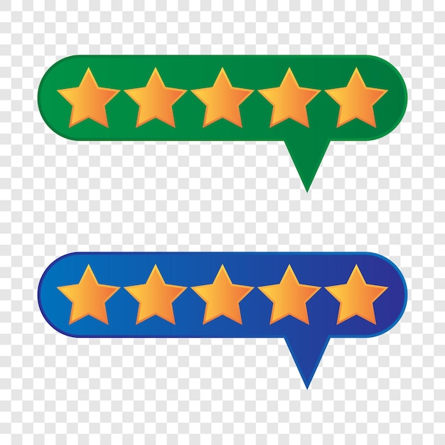 Flache Ikone der Kundenproduktbewertung mit fünf Sternen. Das Bewertungssystem für Apps und Websites.