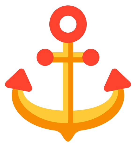 Flache ikone des ankers goldene ausrüstung des marineschiffs