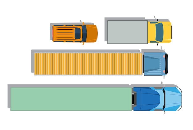 Flache ikonen der lkw-draufsicht