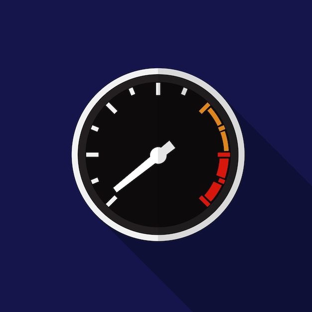 Flache Ikonenillustration des Geschwindigkeitsmessers lokalisierte Vektorzeichensymbol