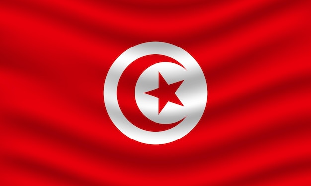 Flache illustration der tunesischen nationalflagge