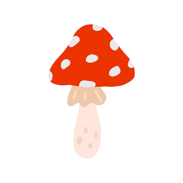 Flache illustration des amanita-vektors auf weißem hintergrund