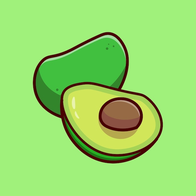 Vektor flache illustration des avocado-cartoon-vektorsymbols