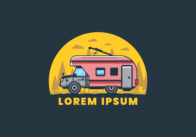 Flache Illustration des bunten RV-LKW