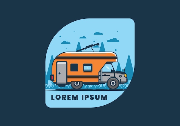 Flache Illustration des bunten RV-LKW