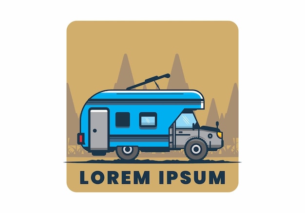 Flache Illustration des bunten RV-LKW