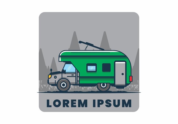 Flache Illustration des bunten RV-LKW