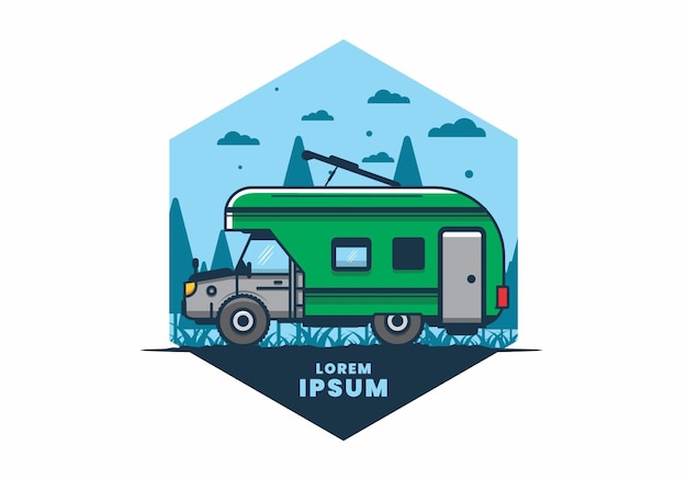 Flache Illustration des bunten RV-LKW