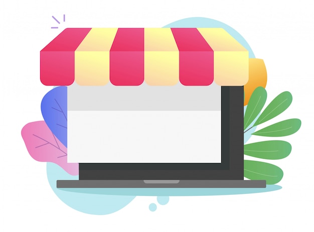 Flache Illustration des digitalen E-Commerce-Webshop-Symbols
