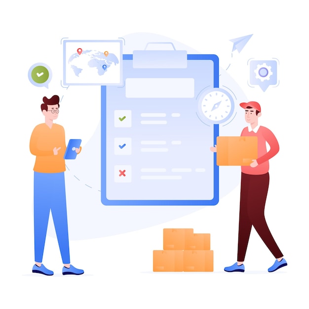 Flache Illustration des Logistikmanagers mit hoher Auflösung