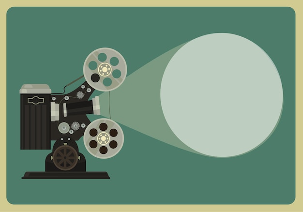 Flache illustration des retro-filmprojektors