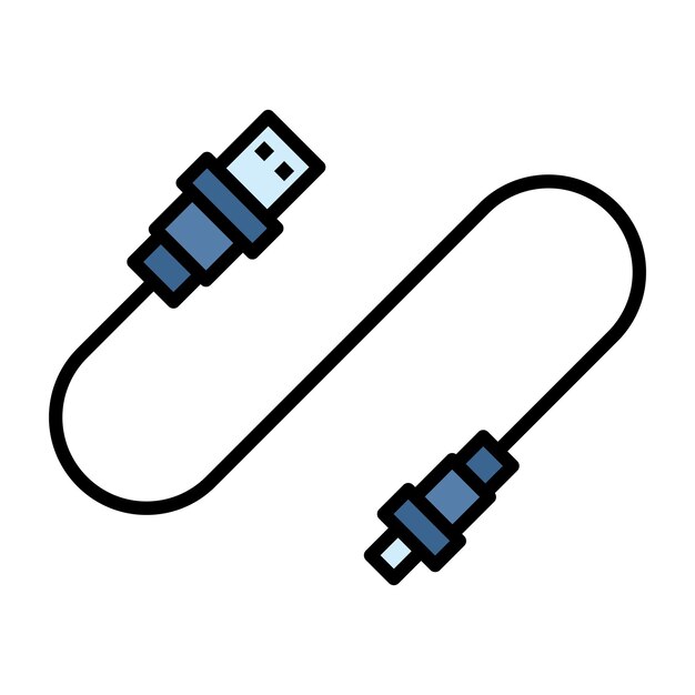 Flache illustration des usb-kabels