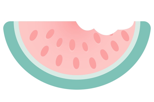 Flache illustration eines gebissenen stücks wassermelone