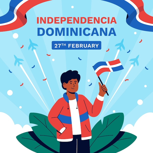 Flache illustration für den unabhängigkeitstag der dominikanischen republik