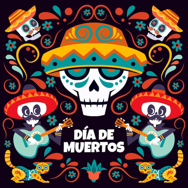 Flache illustration für dia de murtos-feier