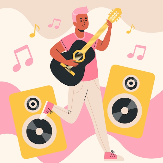 Flache Illustration für die Feier des Weltmusiktages